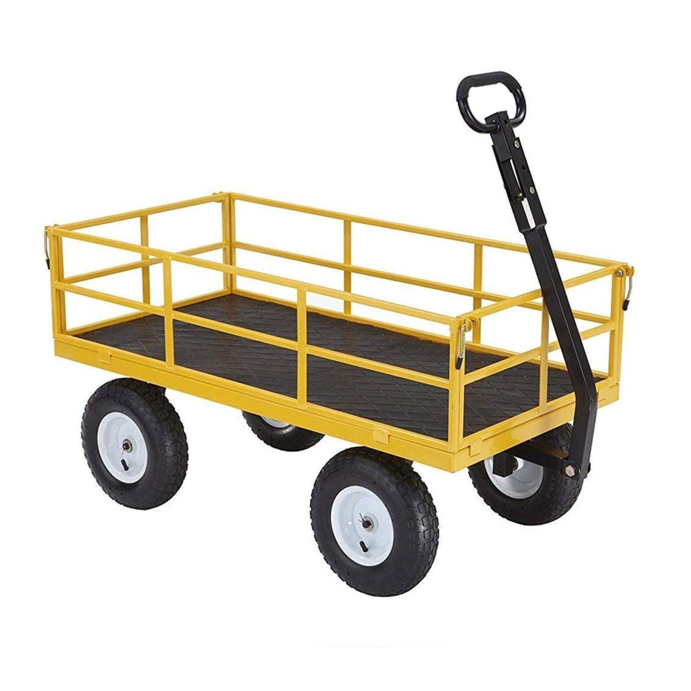 Gorilla Carts Steel Utility Cart 7 Cubic Feet Garden Wagon Moving Cart With Wheels 1200 Pound Capacity Removable Sides Conv