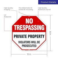 Sigo Signs No Trespassing Sign Private Property Sign 12X12 Inches Rust Free 040 Aluminum Fade Resistant Made In Usa