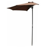 International Caravan Furniture Piece 9-Foot Half Round Wall Hugger Umbrella