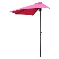 International Caravan Furniture Piece 9-Foot Half Round Wall Hugger Umbrella