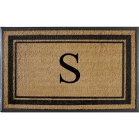 A1 Home Collections Doormat 30X48 Natural Coir Flocked Monogrammed Heavy Duty Antished Treated Outdoor Front Door