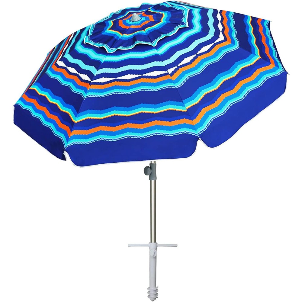 Ammsun 7Ft Heavy Duty High Wind Beach Umbrella Parasols With Sand Anchor Tilt Sun Shelter Uv 50 Protection Outdoor Sunshade