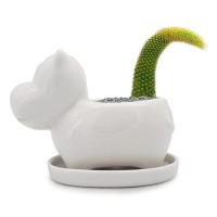 Gelive White Hippo Planter Mini Ceramic Succulent Plant Pot With Tray Saucer Decorative Flower Vase Fun Animal Decor White