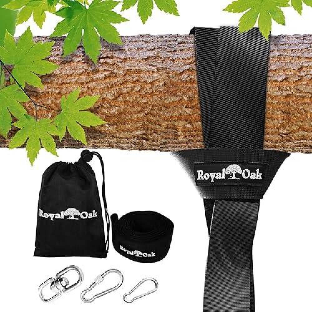 Easy Hang (8Ft) Tree Swing Strap X1 - Holds 2200Lbs. - Heavy Duty Carabiner And Spinner - Perfect For Tire And Saucer Swings - 100% Waterproof - Easy Picture Instructions - Carry Bag Included!