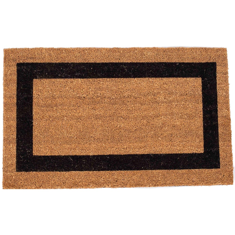 Birdrock Home Rectangular Coir Doormat 18 X 30 Inch Standard Mat With Black Border And Natural Fade Vinyl Backed Outdoor