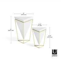 Umbra - 1004372-524 Trigg Desktop Planter Vase & Geometric Container-For Succulent  Air  Mini Cactus  Faux Plants And More  Desk  White/Brass