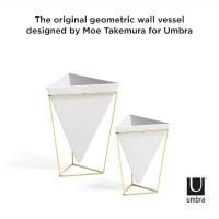 Umbra - 1004372-524 Trigg Desktop Planter Vase & Geometric Container-For Succulent  Air  Mini Cactus  Faux Plants And More  Desk  White/Brass