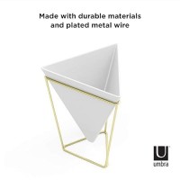 Umbra - 1004372-524 Trigg Desktop Planter Vase & Geometric Container-For Succulent  Air  Mini Cactus  Faux Plants And More  Desk  White/Brass