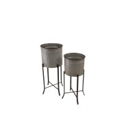 Creative Coop Set Of 2 Iron Planters On Stands