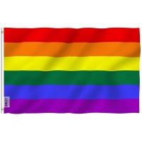 Anley Fly Breeze 3X5 Foot Rainbow Pride Flag Vivid Color And Fade Proof Canvas Header And Double Stitched Gay Lgbt Pride D