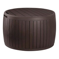 Keter Circa 3In1 Outdoor Resin Ottoman Deck Storage Box With 37Gallon Storage Allweather Easy Assembly Stylish Patio Tabl