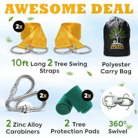 Benicci Safe Tree Swing Hanging Kit Set Of 2 10Ft Long Straps With Two Alloy Carabiners And 2000 Lb Breaking Strength Easy