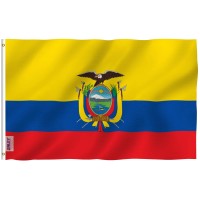 Anley Fly Breeze 3X5 Foot Ecuador Flag Vivid Color And Fade Proof Canvas Header And Double Stitched Ecuadoran National Fla