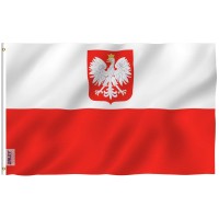 Anley Fly Breeze 3X5 Foot Poland State Ensign Flag Vivid Color And Fade Proof Canvas Header And Double Stitched Polish Eag