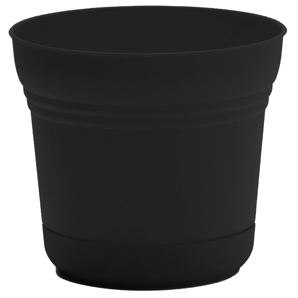 Bloem Saturn Planter With Saucer 12 Black Sp1200