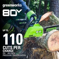 Greenworks 80V 16 Brushless Cordless Chainsaw Great For Tree Felling Limbing Pruning And Firewood 75 Compatible Tools