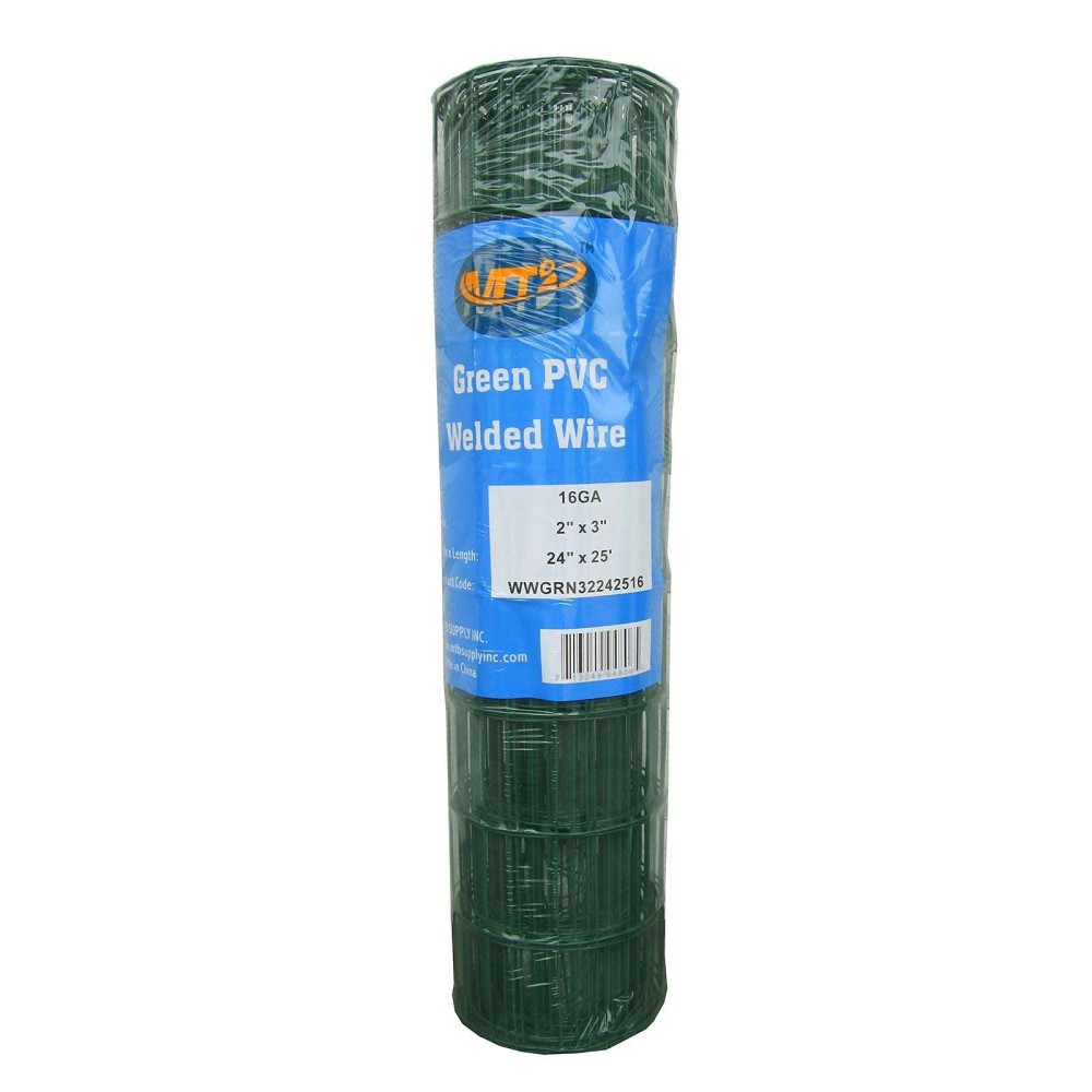 Green Pvc Coated Welded Wire Mesh Garden Economy Fence 24 Inch X 25 Foot3 Inch X 2 Inch 16Ga