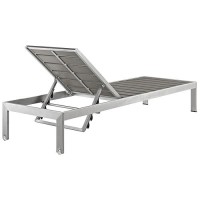 Modway Shore Aluminum Outdoor Patio Poolside Six Chaise Lounge Chairs In Silver Gray