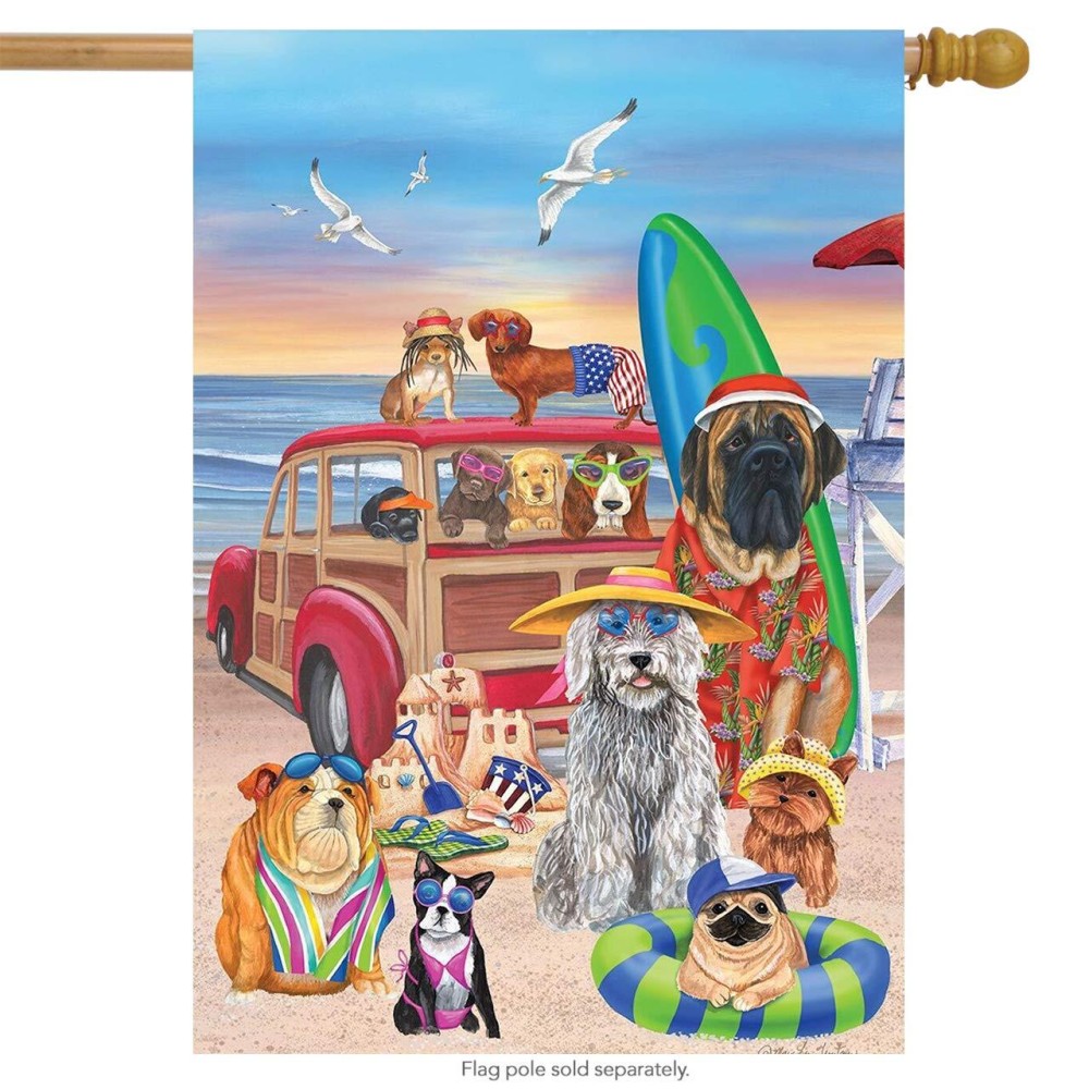 Dog Days Of Summer House Flag Beach Surfboards Sandcastle 28 X 40