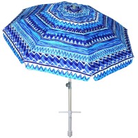 Ammsun 7Ft Heavy Duty Windproof Portable Beach Umbrella With Sand Anchor Adjustable Height With Tilt Aluminum Pole Portable Uv