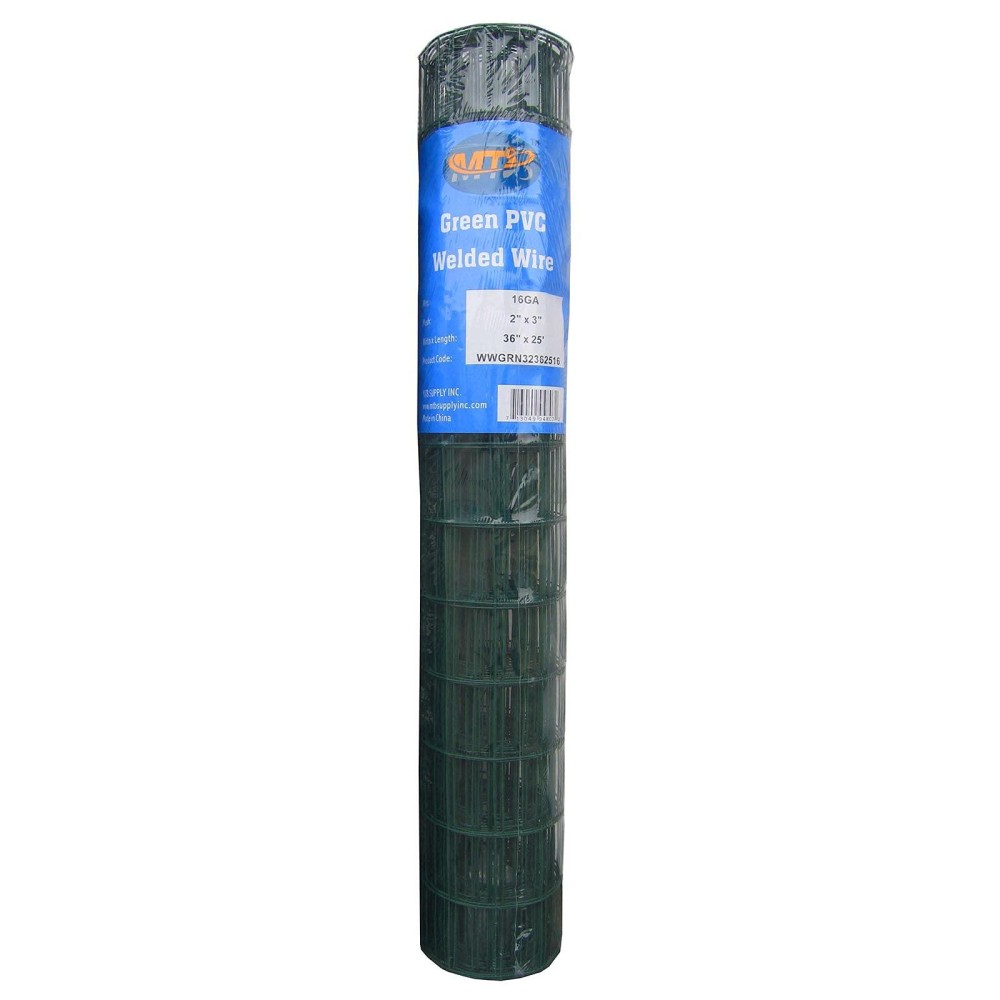 Green Pvc Coated Welded Wire Mesh Garden Economy Fence 36 Inch X 25 Foot3 Inch X 2 Inch 16Ga