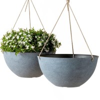 La Jolie Muse Large Hanging Planters For Outdoor Plants Hanging Flower Pots Weathered Gray 132 Inch Set Of 2