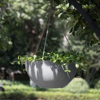 La Jolie Muse Large Hanging Planters For Outdoor Plants Hanging Flower Pots Weathered Gray 132 Inch Set Of 2