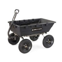 Gorilla Carts Heavy Duty Poly Yard Dump Cart Garden Wagon Utility Wagon With Easy To Assemble Steel Frame 1500 Pound Capacity