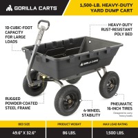 Gorilla Carts Heavy Duty Poly Yard Dump Cart Garden Wagon Utility Wagon With Easy To Assemble Steel Frame 1500 Pound Capacity