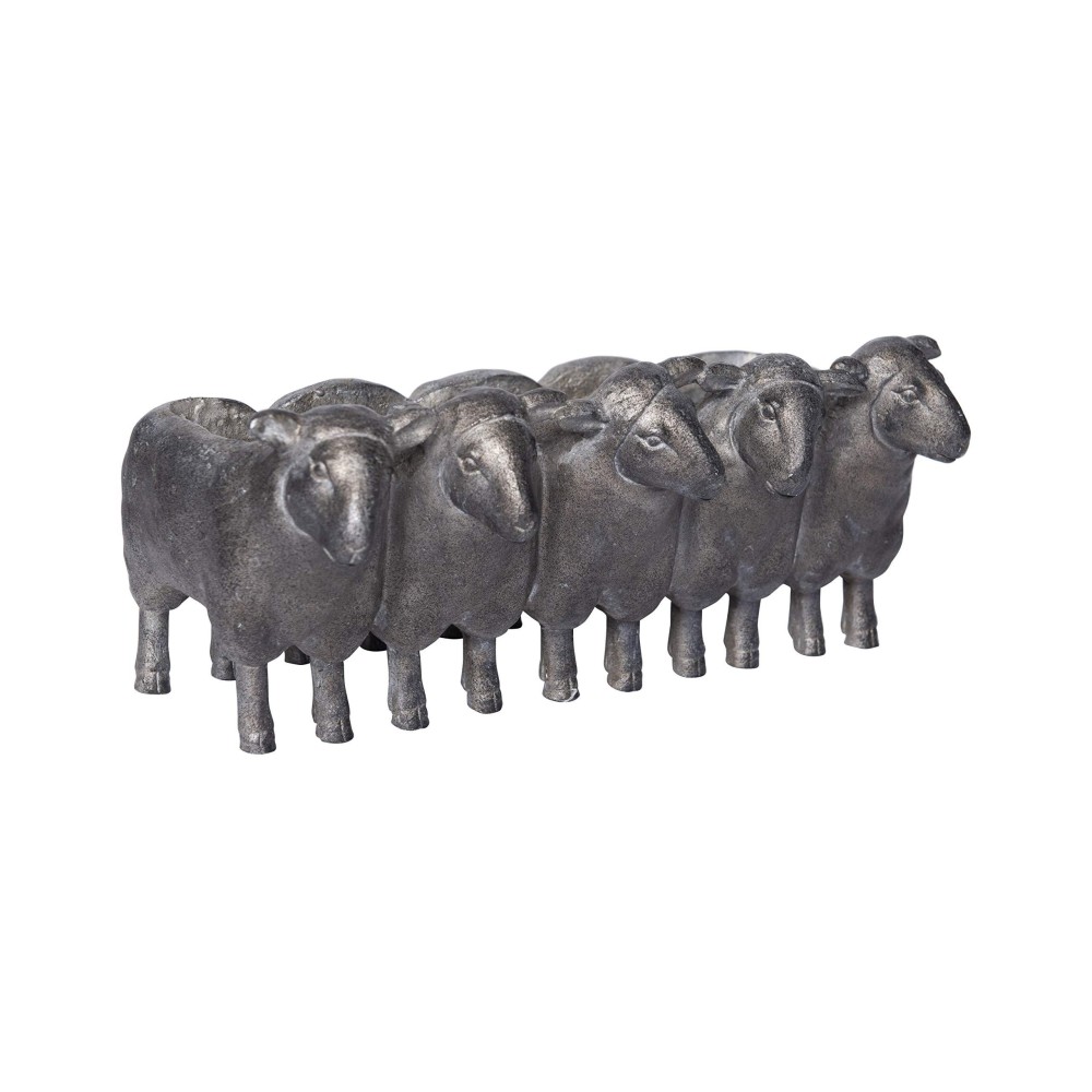 Creative Coop Resin Sheep Planter With Distressed Iron Finish