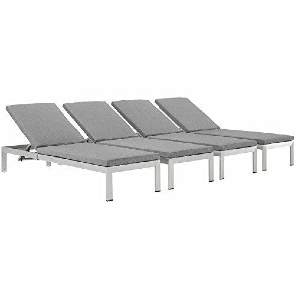 Shore Chaise With Cushions Outdoor Patio Aluminum Set Of 4