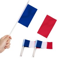 Anley France Mini Flag 12 Pack Hand Held Small Miniature French Flags On Stick Fade Resistant Vivid Colors 5X8 Inch With