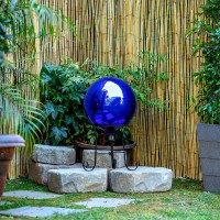 Alpine Corporation 10 Diameter Indooroutdoor Glass Gazing Globe Festive Yard D Cor Blue