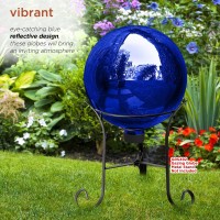 Alpine Corporation 10 Diameter Indooroutdoor Glass Gazing Globe Festive Yard D Cor Blue