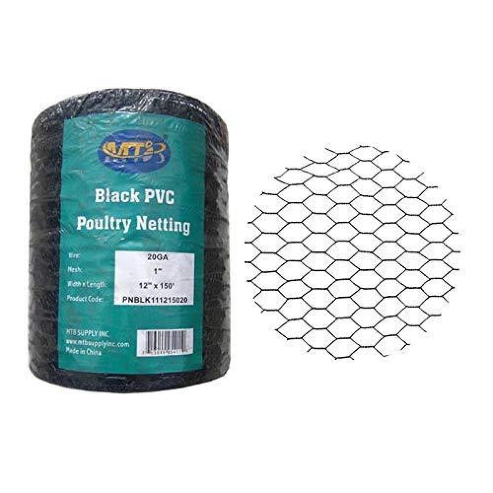 Pvc Hexagonal Poultry Netting Chicken Wire 12 X150 X 1 Mesh 20Ga Black