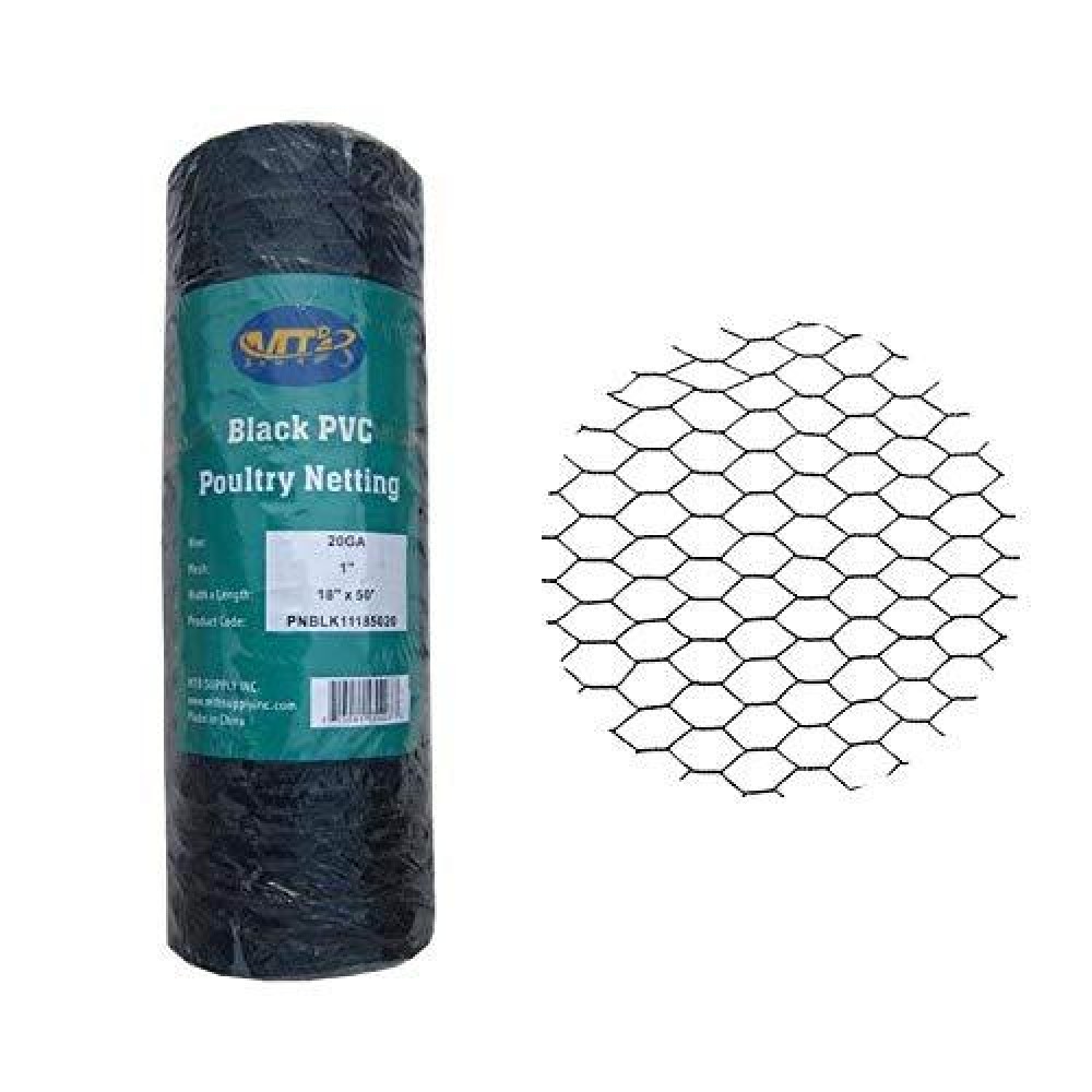 Mtb Pvc Hexagonal Poultry Netting Chicken Wire 18 X50 X 1 Mesh 20Ga Black