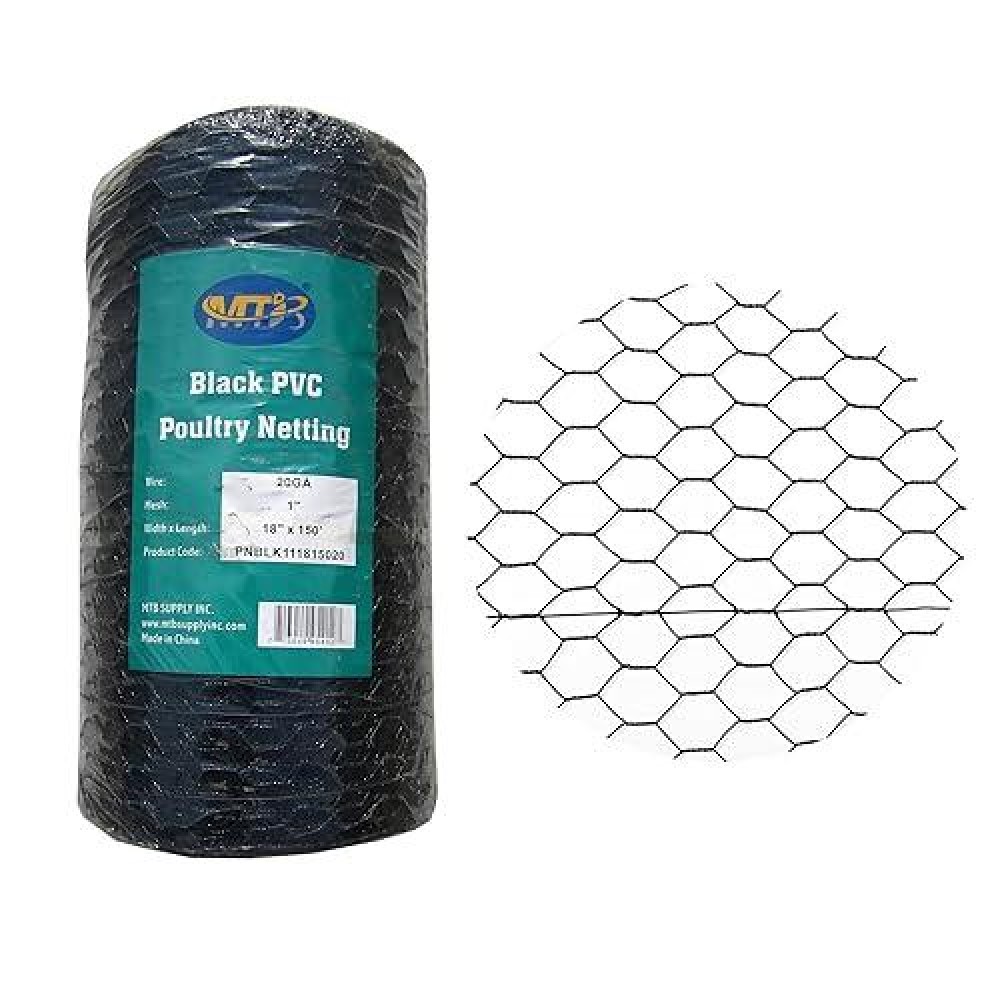 Pvc Hexagonal Poultry Netting Chicken Wire 18 X150 X 1 Mesh 20Ga Black