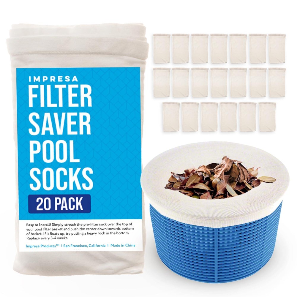 Impresa 20Pack Of Pool Skimmer Socks Excellent Savers For Pool Baskets And Skimmers Ideal For Inground Or Above Ground Pool