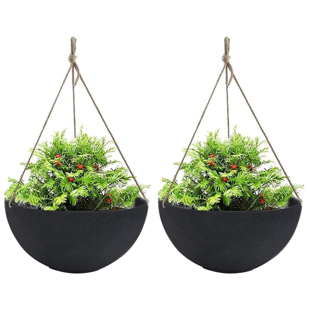 La Jolie Muse Hanging Planters For Outdoor Plants Large Hanging Planter With Drain Holes Black Hanging Flower Pots 132 Inch