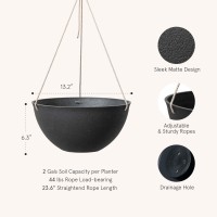 La Jolie Muse Hanging Planters For Outdoor Plants Large Hanging Planter With Drain Holes Black Hanging Flower Pots 132 Inch