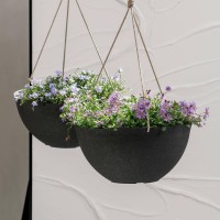 La Jolie Muse Hanging Planters For Outdoor Plants Large Hanging Planter With Drain Holes Black Hanging Flower Pots 132 Inch