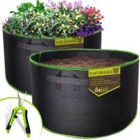 Magarz 2Pack 50 Gallon Fabric Flower Pots Garden Felt Grow Bags With Handle Black