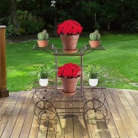 Sorbus Garden Cart Stand Flower Pot Plant Holder Display Rack 6 Tiers Parisian Style Perfect For Home Garden Patio Bron