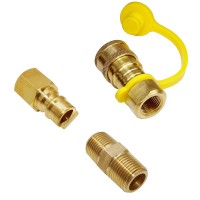 Dozyant 38 Inch Natural Gas Quick Connect Fittings Lp Gas Propane Hose Quick Disconnect Kit 100 Solid Brass