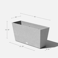 Veradek Pure Series Midori Trough Planter - Large Rectangular Planter For Indoor Or Outdoor Deck/Porch | Durable All-Weather Use With Drainage Holes | Modern Decor For Shrubs  Flowers  Small Plants