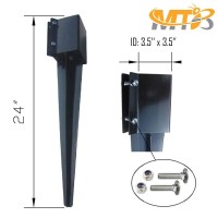 Mtb Fence Post Anchor Ground Spike Metal Black Powder Coated 24 X 4 X 4 Inches Outer Diameter Inner Diameter 35 X35 Inches