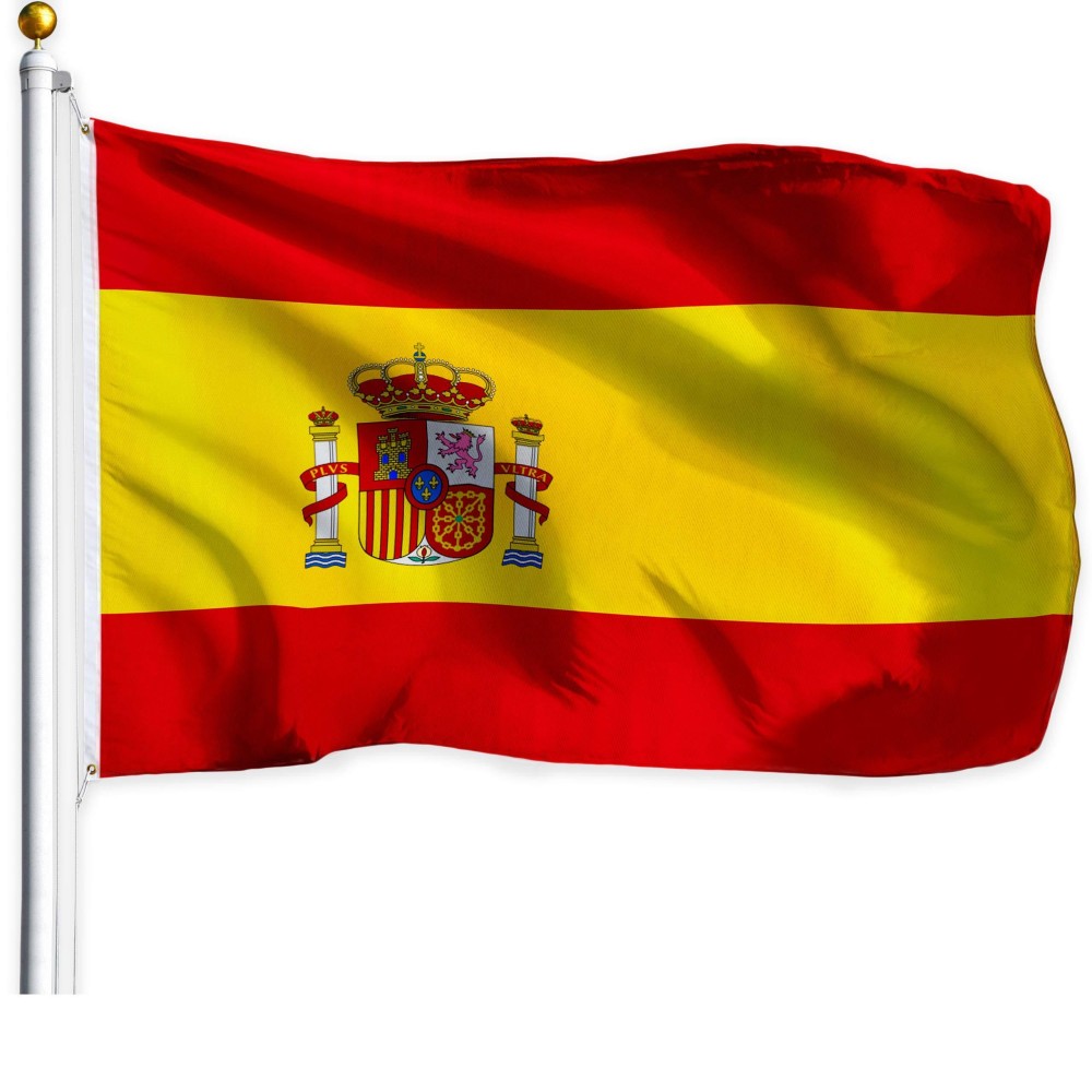 G128 Spain Spanish Flag 3X5 Ft Liteweave Series Printed 100D Polyester Country Flag Vibrant Colors Brass Grommets