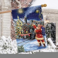 Polar Express Christmas House Flag Santa Claus Train 28 X 40 Briarwood Lane