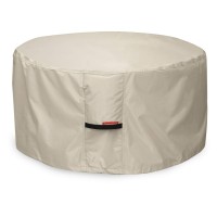 Porch Shield Fire Pit Cover Waterproof 600D Heavy Duty Round Patio Fire Bowl Cover Beige 40 Inch