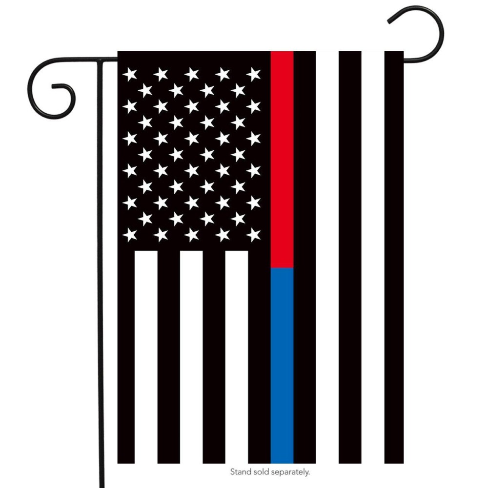 Thin Blue Red Line Garden Flag Police Firefighter Patriotic 125 X 18